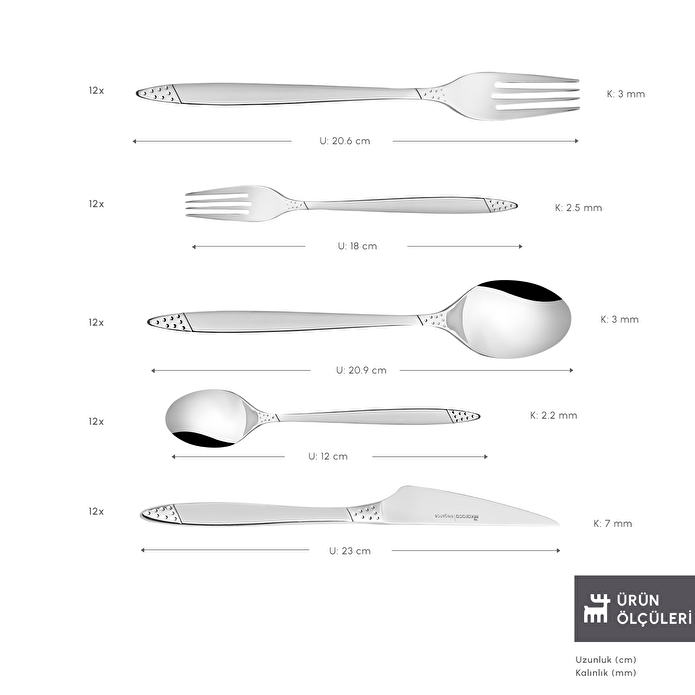 Karaca Elegance Holey Platinum 84-Piece Cutlery Set - 12 Person - Premium Stainless Steel