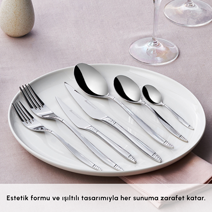 Karaca Elegance Holey Platinum 84-Piece Cutlery Set - 12 Person - Premium Stainless Steel