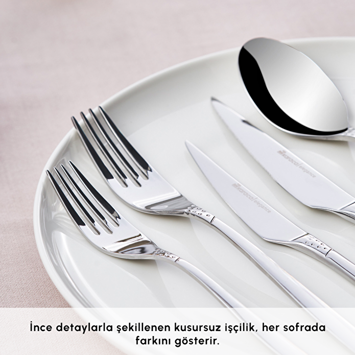 Karaca Elegance Holey Platinum 84-Piece Cutlery Set - 12 Person - Premium Stainless Steel