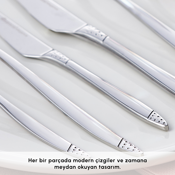 Karaca Elegance Holey Platinum 84-Piece Cutlery Set - 12 Person - Premium Stainless Steel