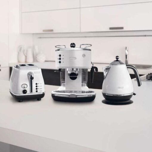 DeLonghi Icona 2-Slot Toaster 900W Vintage Retro White Chrome CTO 2003.W
