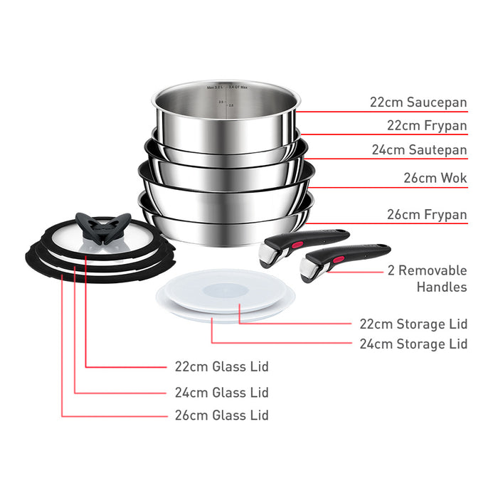 Tefal Ingenio Preference 12pc Stainless Steel Set Induction