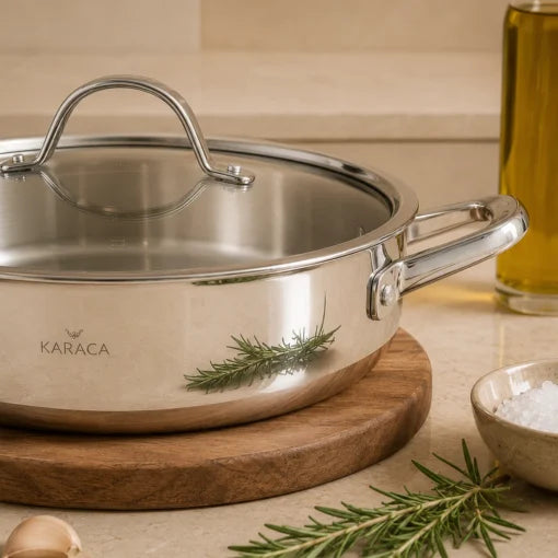 Karaca 3Ply PowerSteel 316+ Stainless Steel Honeycomb Casserole 26 cm 4L Induction