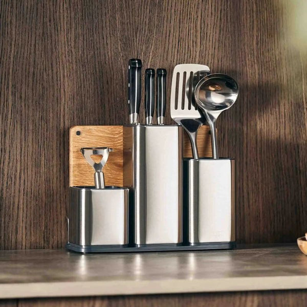 Joseph Joseph Counterstore 100 Collection Kitchen Organizer with Oak Chopping Board