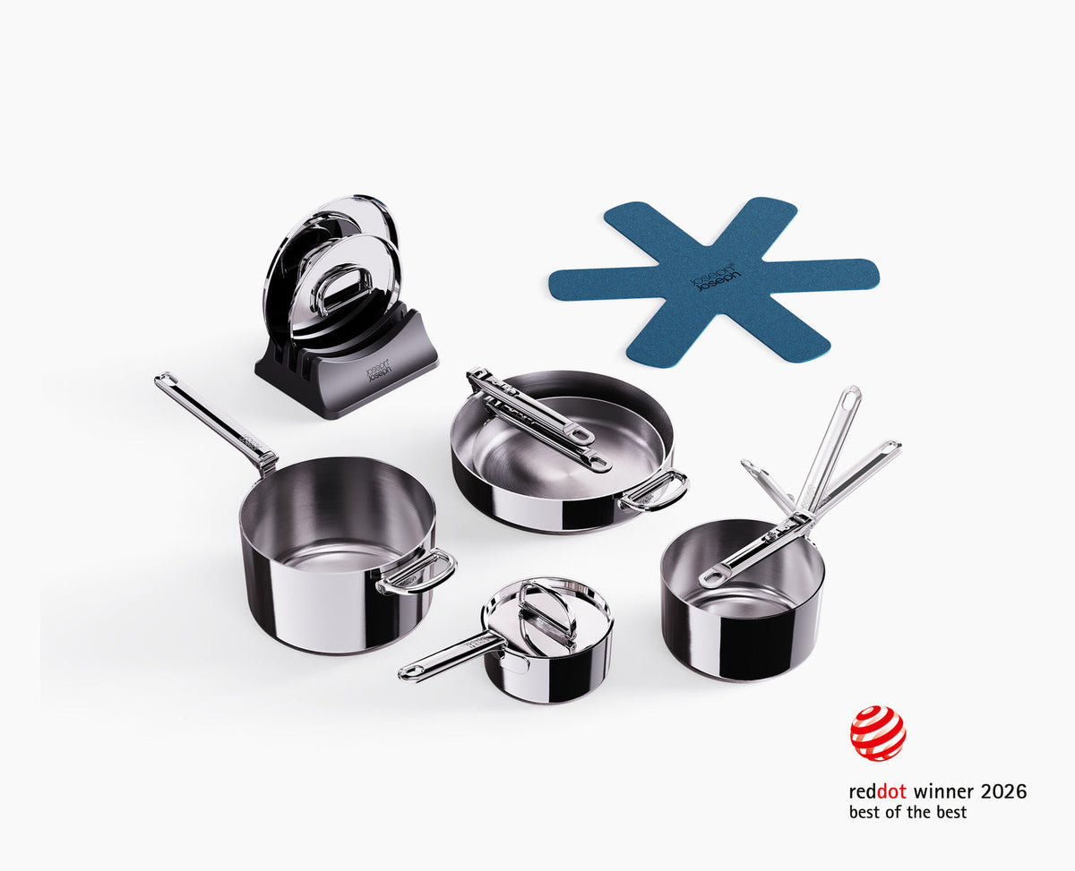 Joseph Joseph Space Steel Folding Handle 5-Piece Stainless Steel Cookware Set