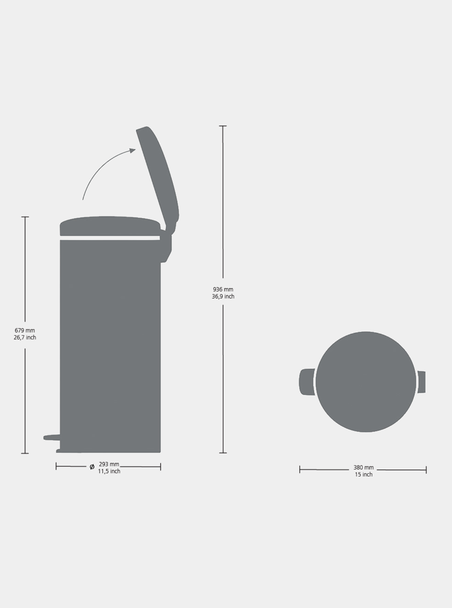 Brabantia newIcon Pedal Bin 30L with Plastic Bucket – Brilliant Steel