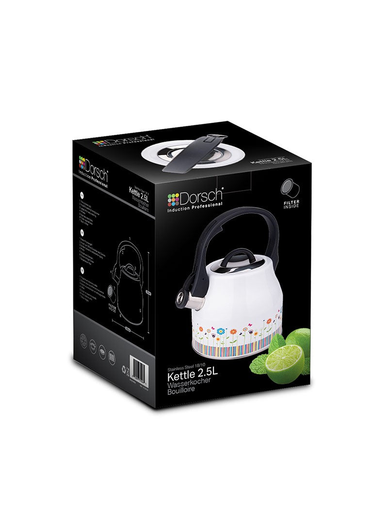 Dorsch 2.5L Stainless Steel Whistling Kettle With Ergonomic Handle -