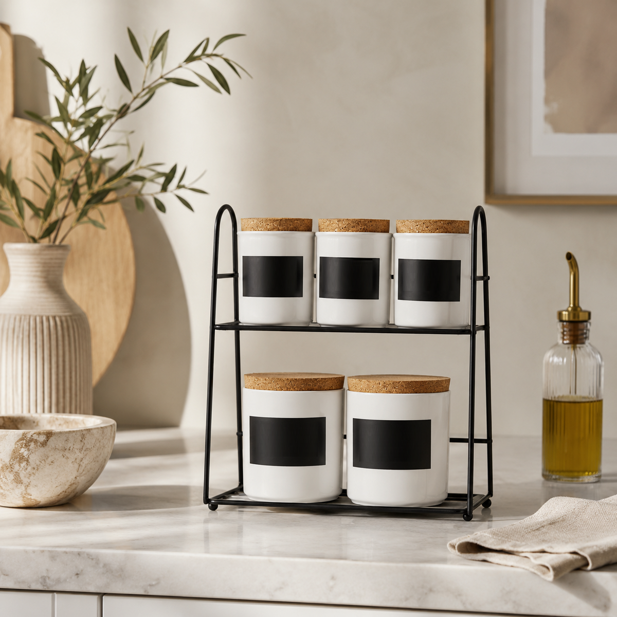 Karaca 5-Piece Porcelain White Spice Rack Set Lebanon