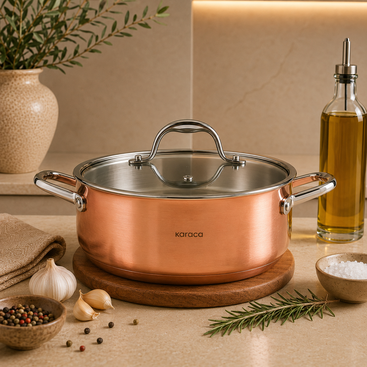 Karaca 3Ply PowerSteel 316+ Stainless Steel Copper Pot 24 cm 4.6L