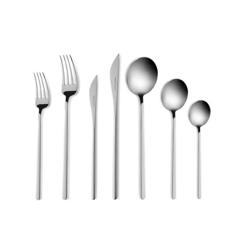 Karaca Focus 84-Piece Cutlery Set 12 Person 18/10 Steel Platinum Finish New