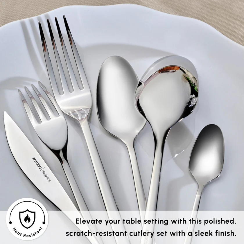Karaca New Everest 84-Piece Cutlery Set 12 Person 18/10 Steel Red Dot Award