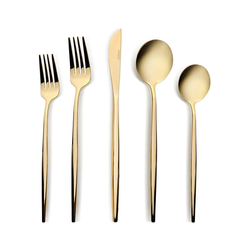 Karaca Orion 30-Piece Cutlery Set 6 Person Matte Gold 18/10 Stainless Steel