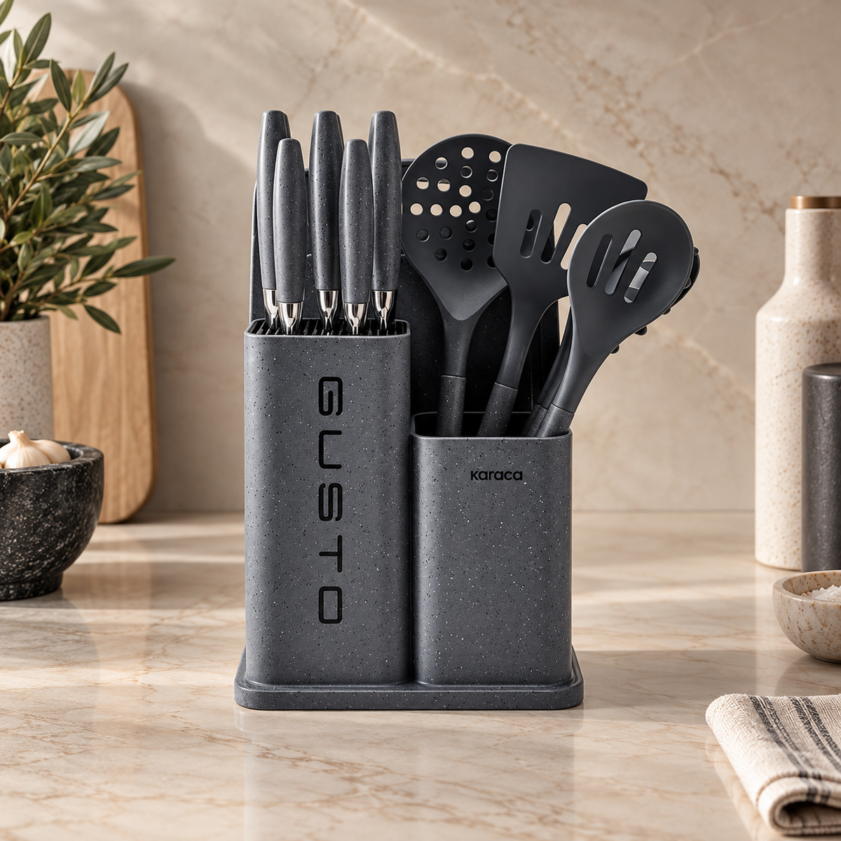 Karaca Gusto 12-Piece Knife & Kitchen Utensil Set