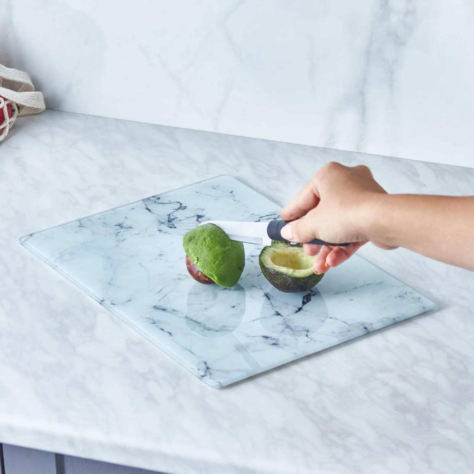 Karaca Ayaz Glass Cutting Board 25x35cm Marble Pattern Non-Slip Hygienic New