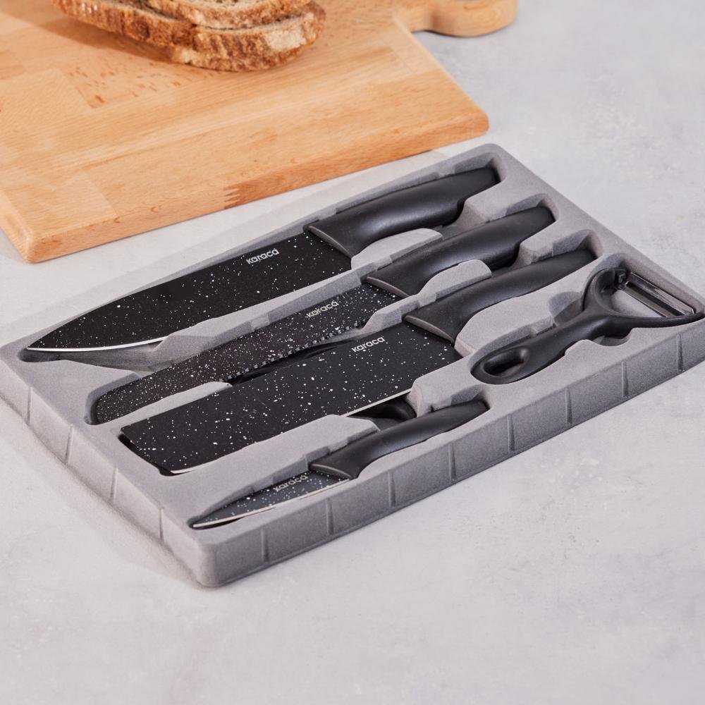Karaca Stone 6-Piece Black Knife Set kitchen
