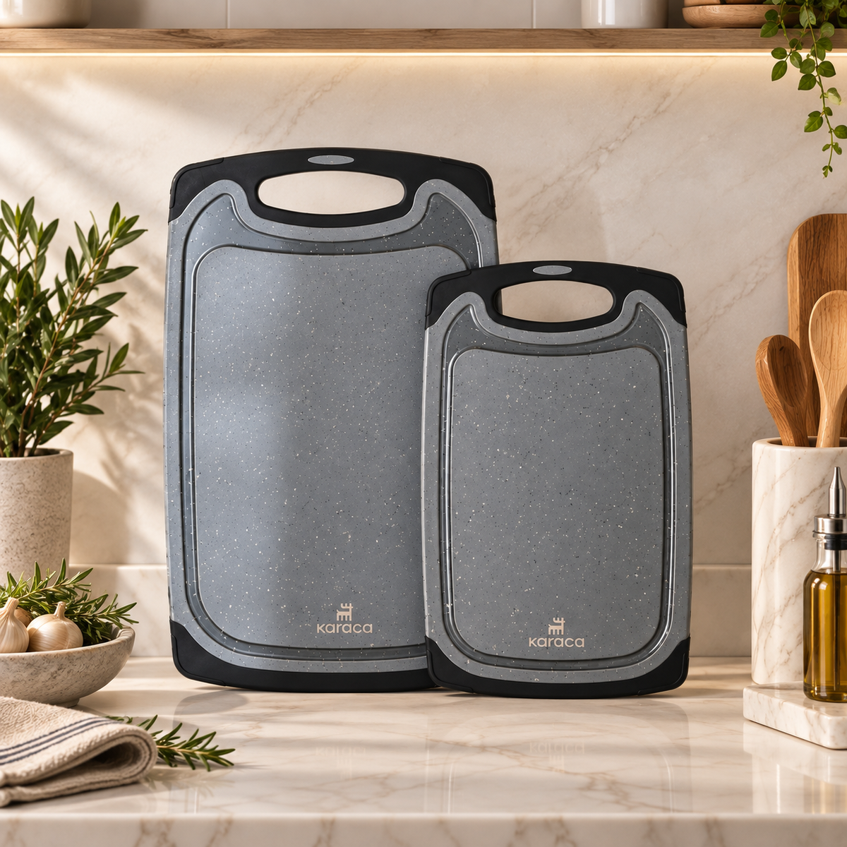 Karaca Daily Granite 2-Piece Gray Cutting Board