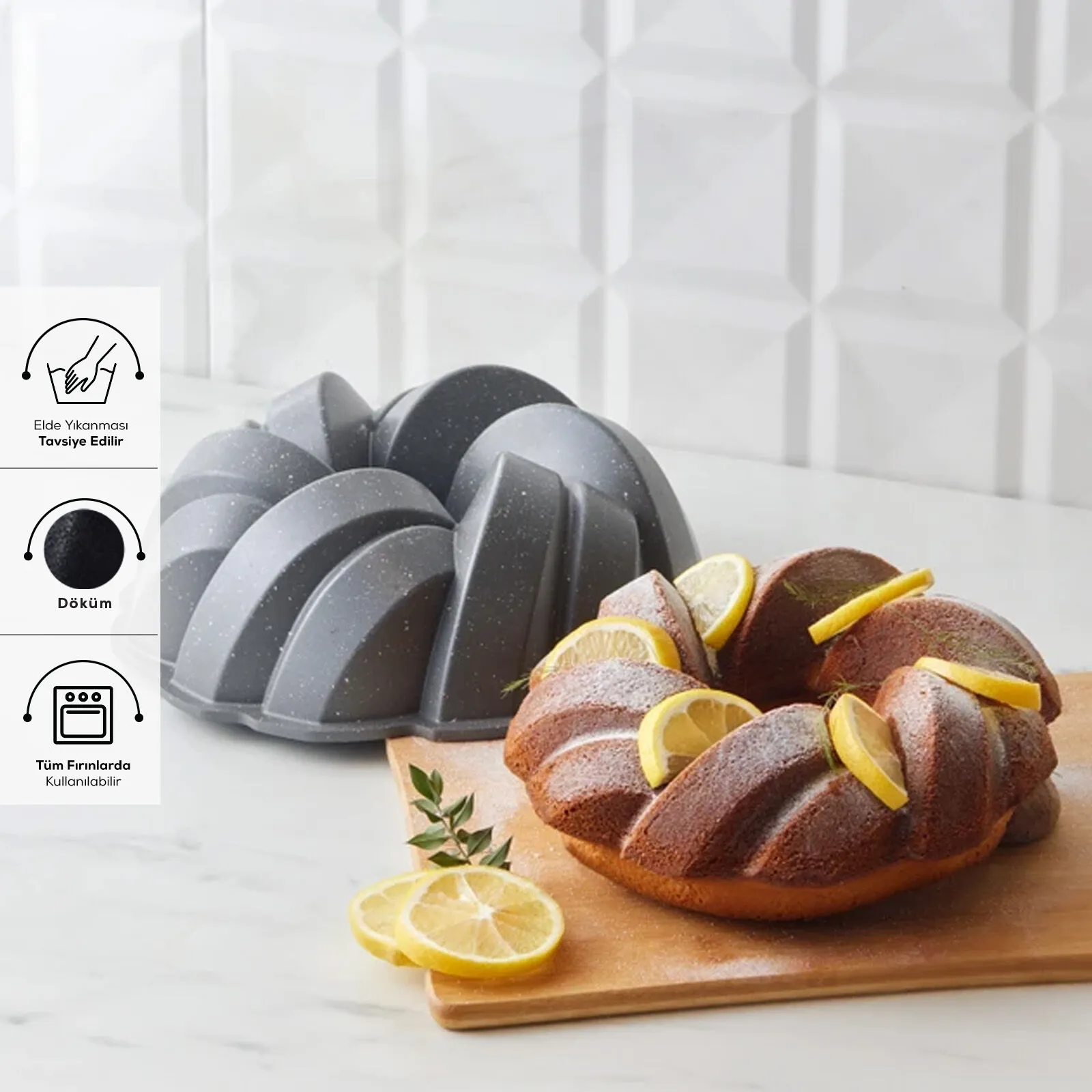 Karaca Cake Pro Braided Cast Aluminum Cake Pan Anthracite 26 cm Non-Stick New