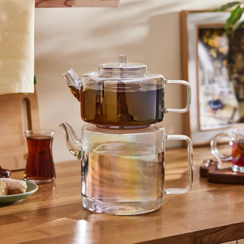Karaca Flat Borosilicate Glass Midi Luster Teapot