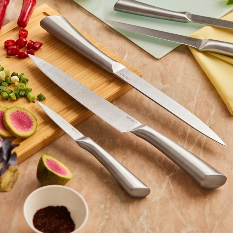 Karaca Vigor 7-Piece Knife Set Japanese Steel Block Sharpener Cutting Board