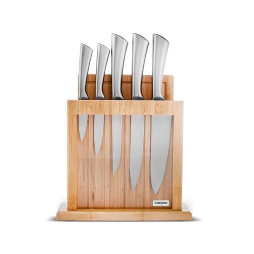 Karaca Vigor 7-Piece Knife Set Japanese Steel Block Sharpener Cutting Board
