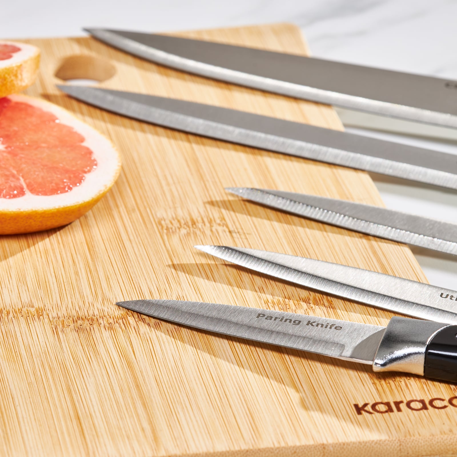 Karaca Mastermaid 6-Piece Knife Set Black Performer Steel Professional Block