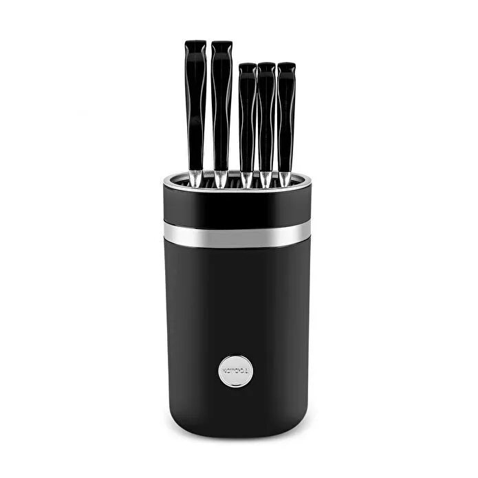 Karaca Mastermaid 6-Piece Knife Set Black Performer Steel Professional Block