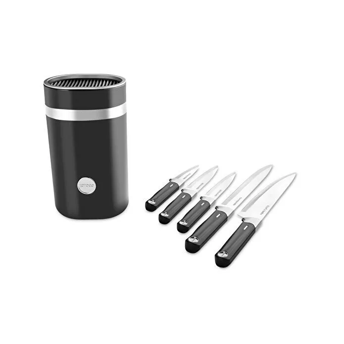 Karaca Mastermaid 6-Piece Knife Set Black Performer Steel Professional Block