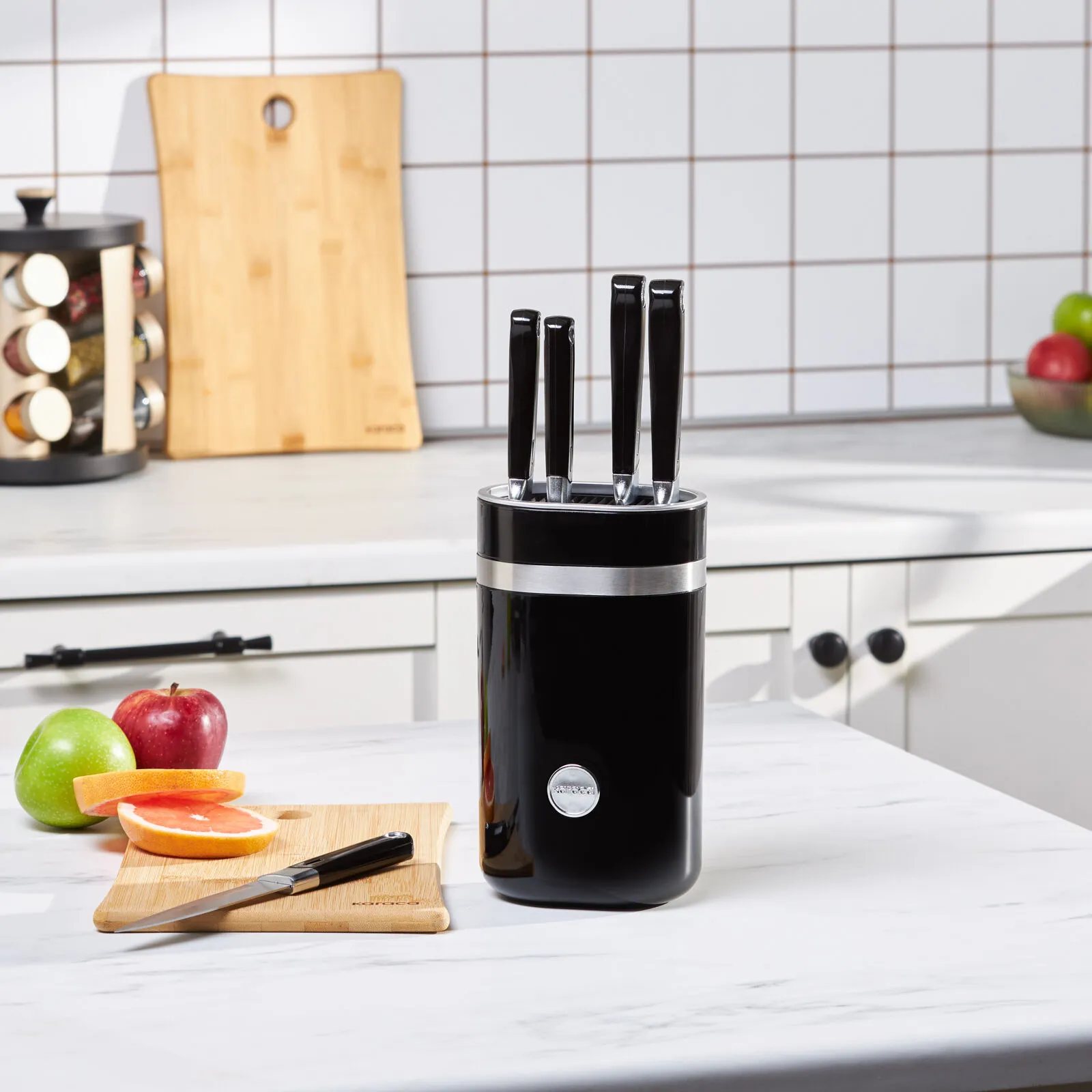 Karaca Mastermaid 6-Piece Knife Set Black Performer Steel Professional Block