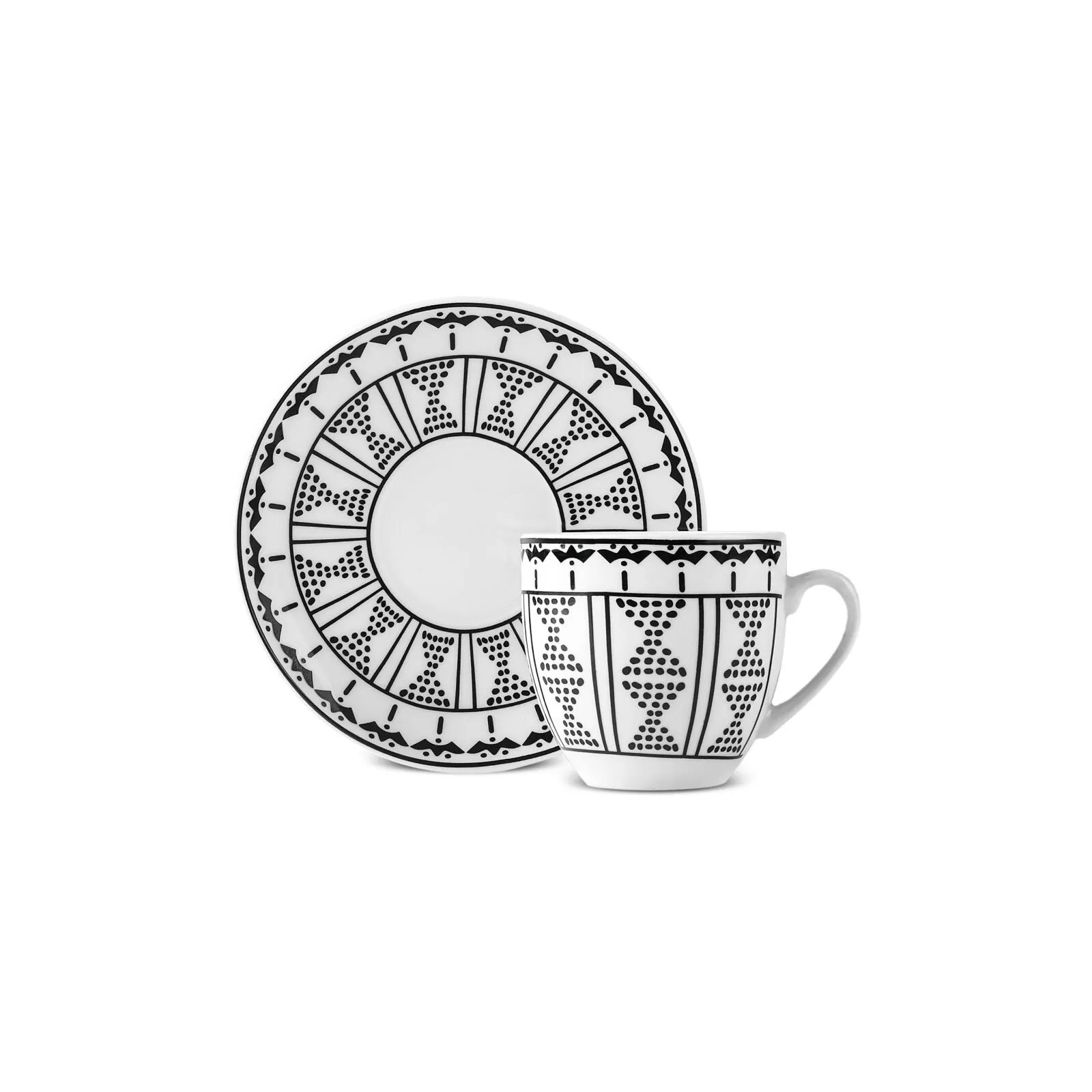 Karaca Altos 6-Piece Coffee Cup Set 90ml Bone Porcelain with Metal Stand New