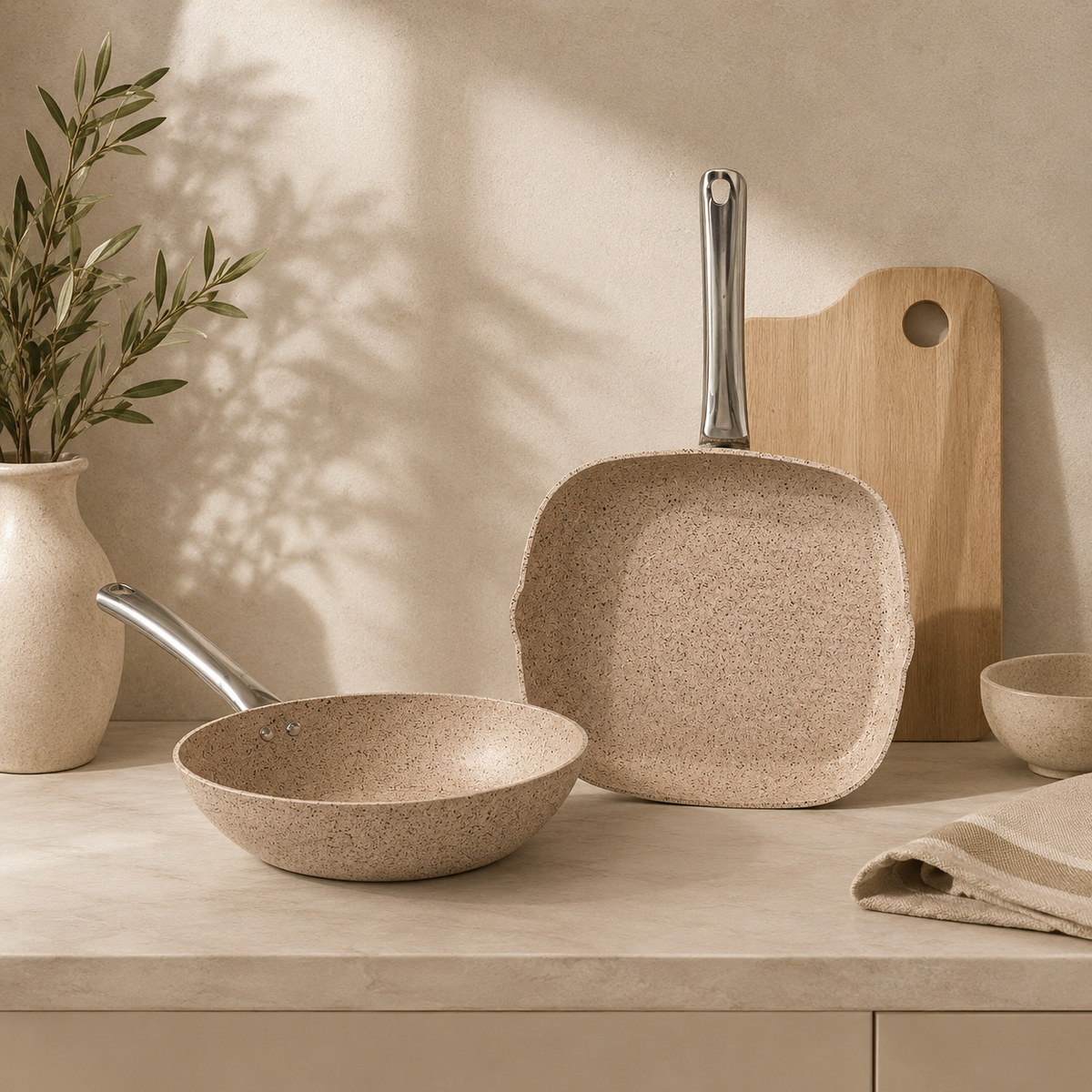 Karaca Biogranit Nare Wok & Grill Pan Set
