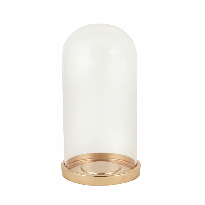 Karaca Home Bronze Glass Dome Cloche 20 cm Decorative Display Showcase