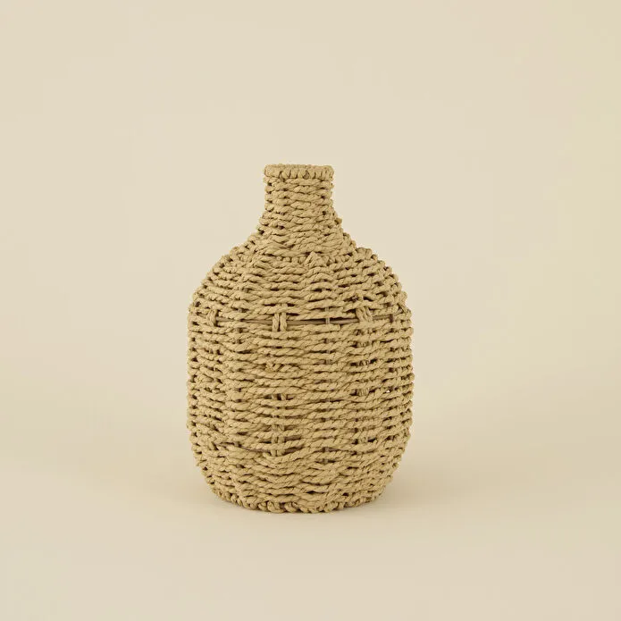 Karaca Home Bohemian Vase Natural Wicker Woven Boho Style Decorative Accent