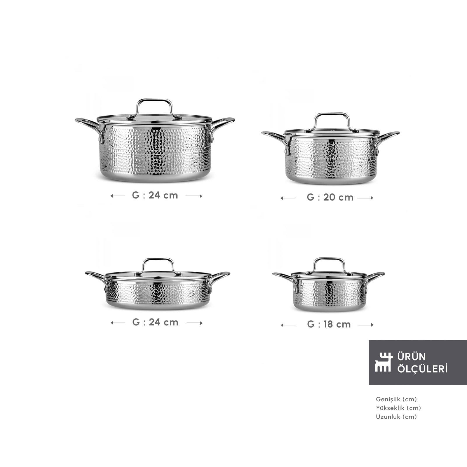 Karaca Powersteel 316+ Enzo 8-Piece Cookware Set 3-Ply Induction Steel New