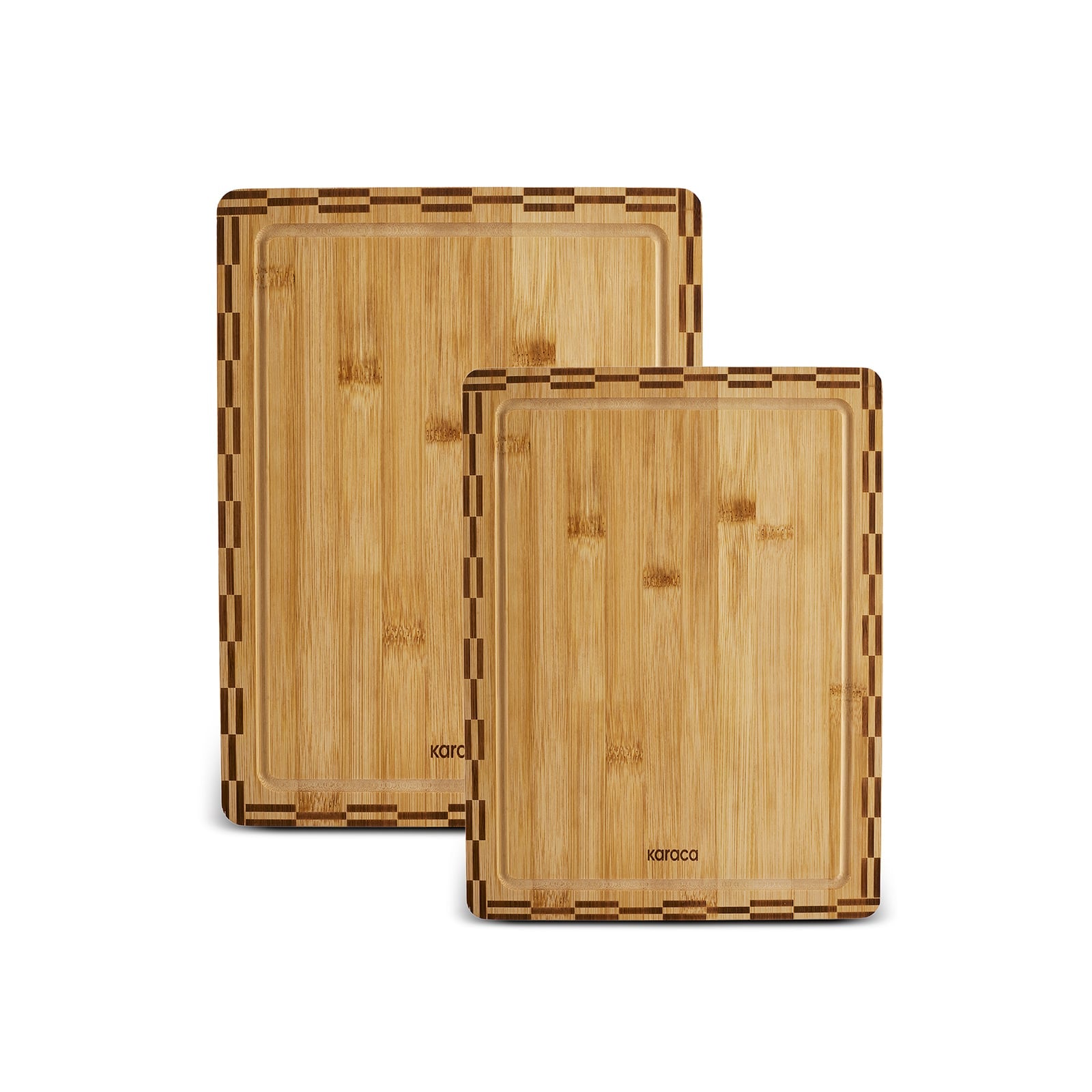 Karaca Lawn 2-Piece Bamboo Cutting Board Set Natural Wood Eco-Friendly New Set