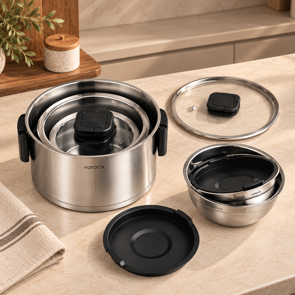 Karaca Aşiyan 10-Piece Foldable Cookware Set detail