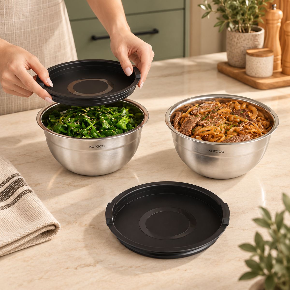 Karaca Aşiyan 10-Piece Foldable Cookware Set side view