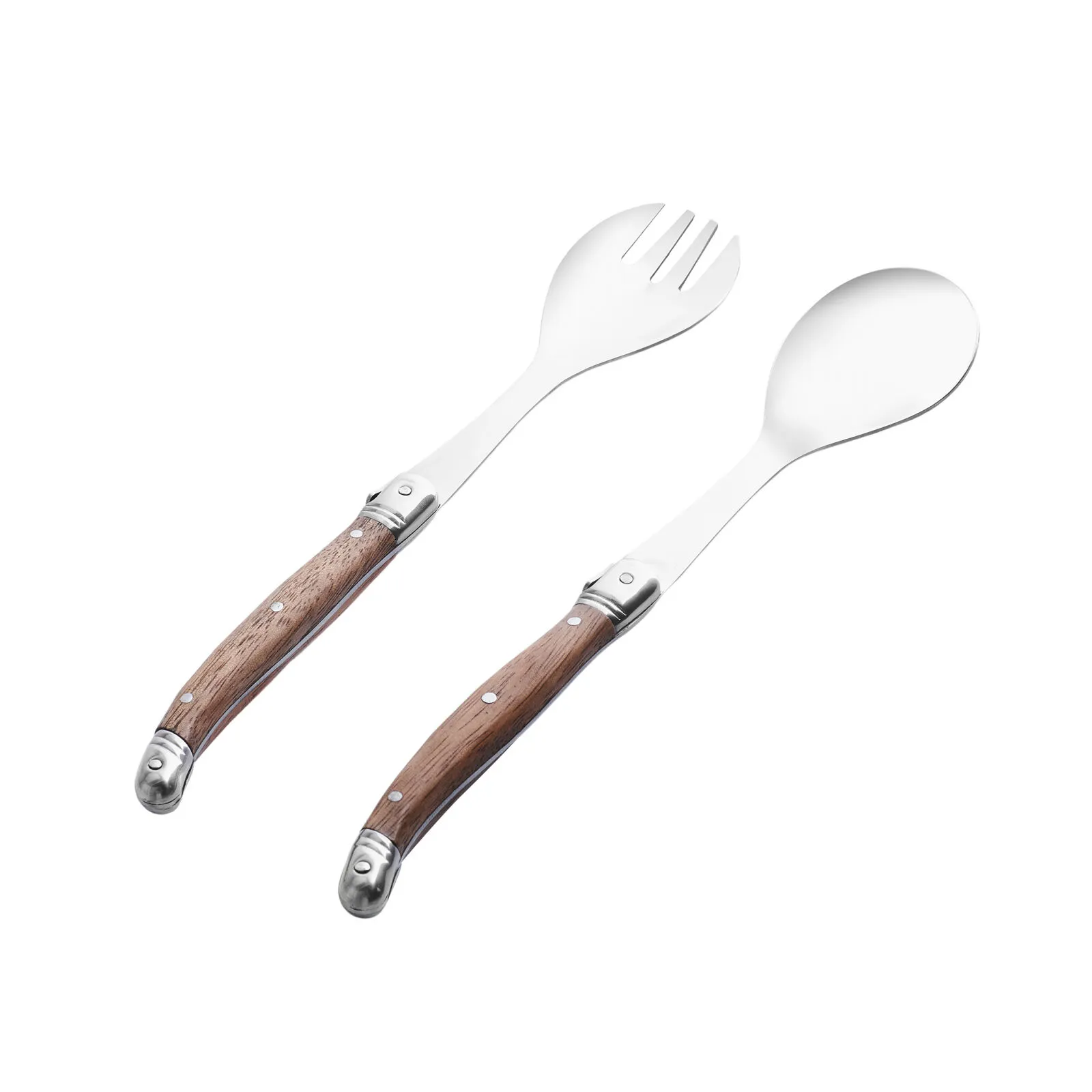 Karaca Rustic 2-Piece Serving Set 25.5cm Wooden Handle Salad Pasta Servers