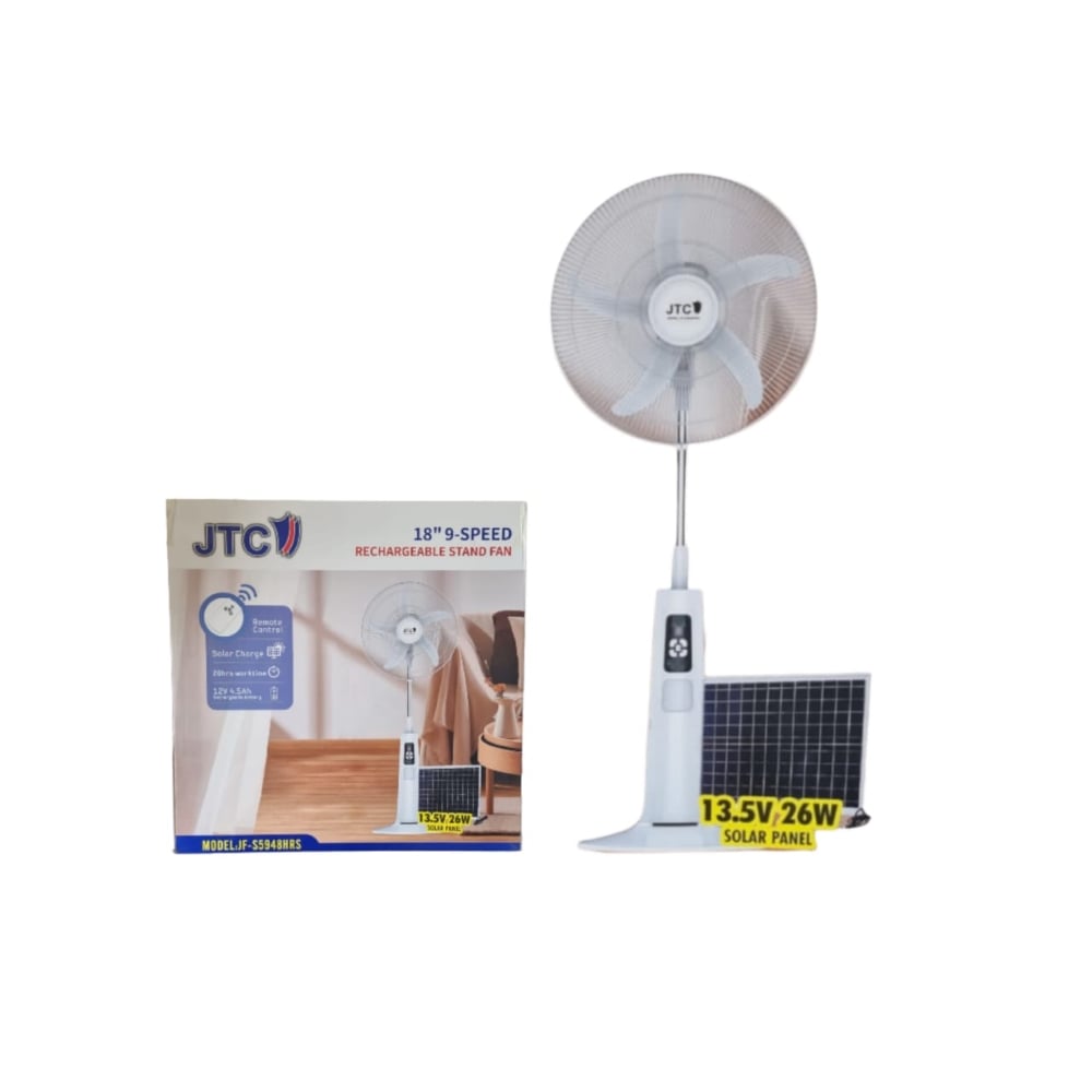 JTC Rechargable Floor Fan 18'' with Remote Control 9 Speeds JF-S5948HRS