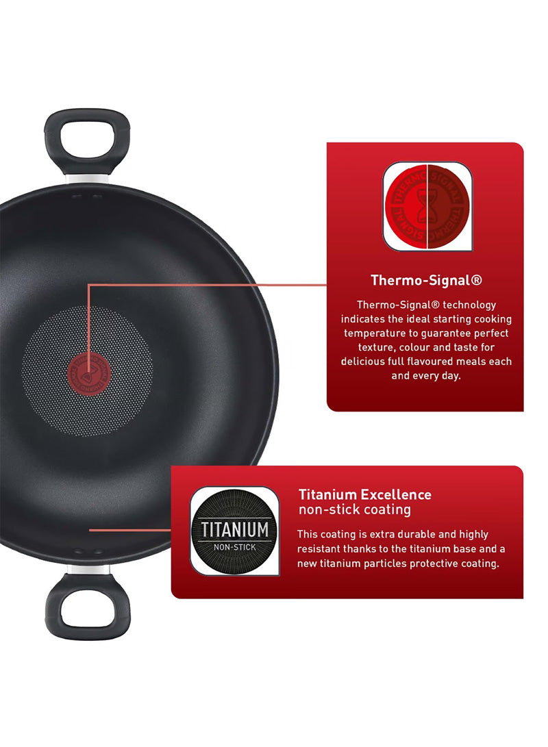 Tefal Cook Easy Black Wokpan 36+ Glass Lid