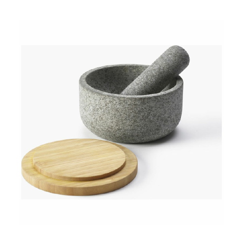 Joseph Joseph Dash Pestle and Mortar 20176 Granite With Bamboo Lid Prep Base