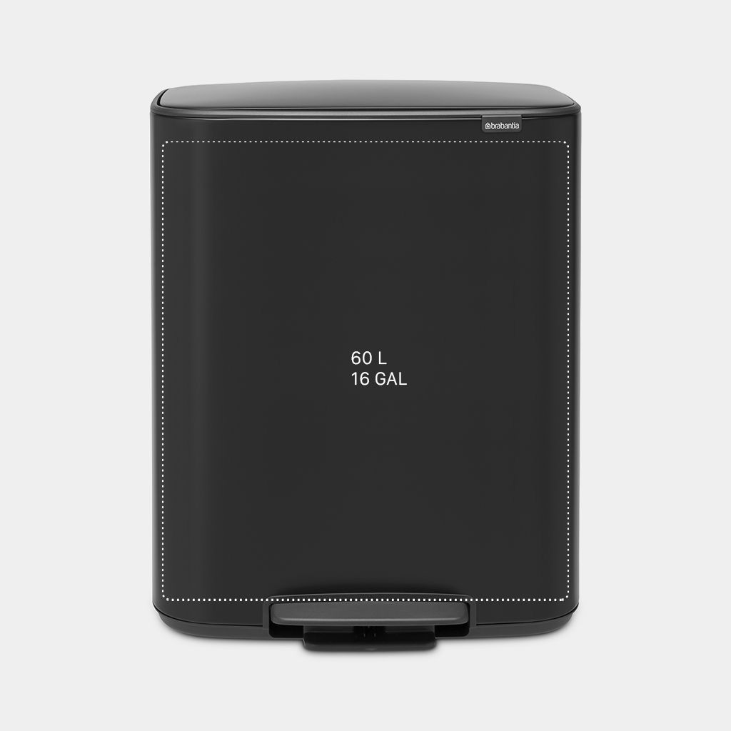 Brabantia Bo Pedal Bin 60L – Matt Black