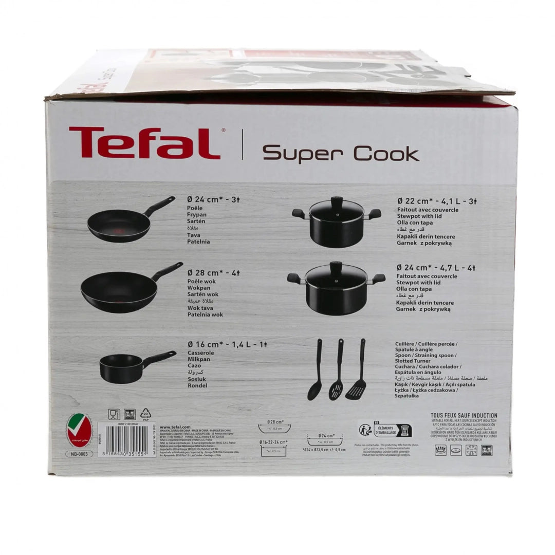 Tefal B459SA85 Super Cook 10-Piece Non-Stick Cookware Set