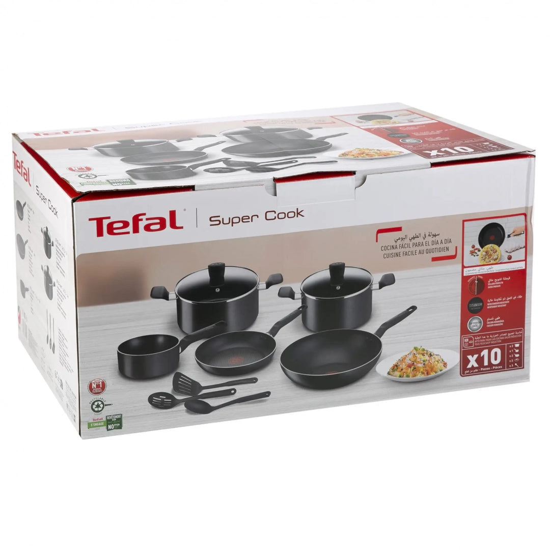Tefal B459SA85 Super Cook 10-Piece Non-Stick Cookware Set