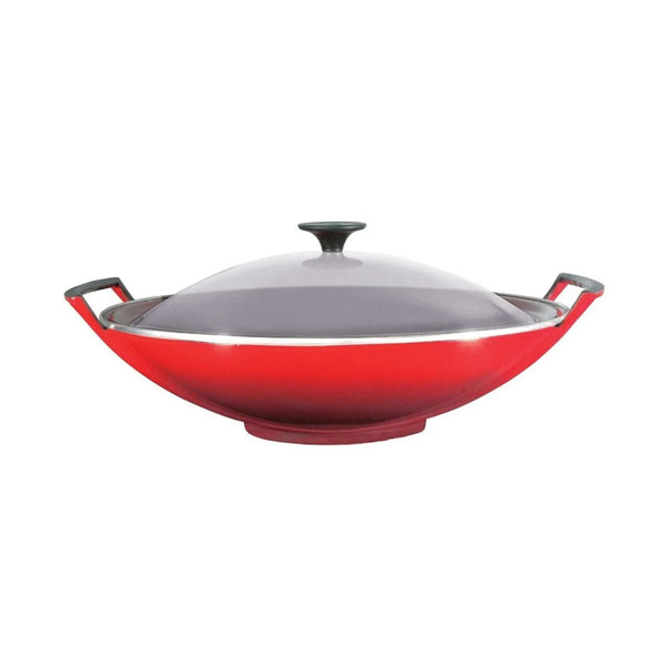 Le Creuset Wok with Glass Lid 36cm (Cherry)