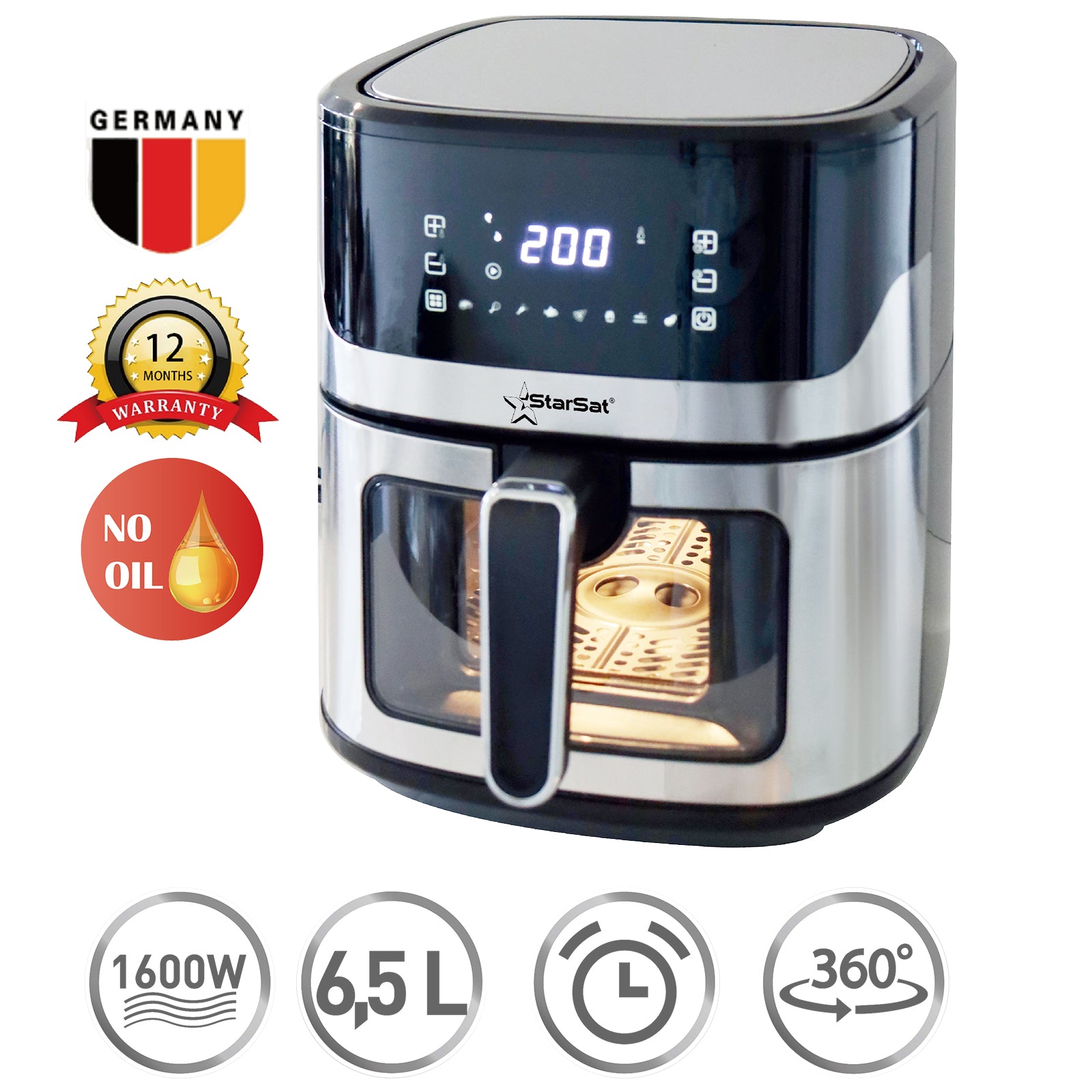Star-Sat Star Sat Air Fryer 1600W: Healthy Cooking With 360°