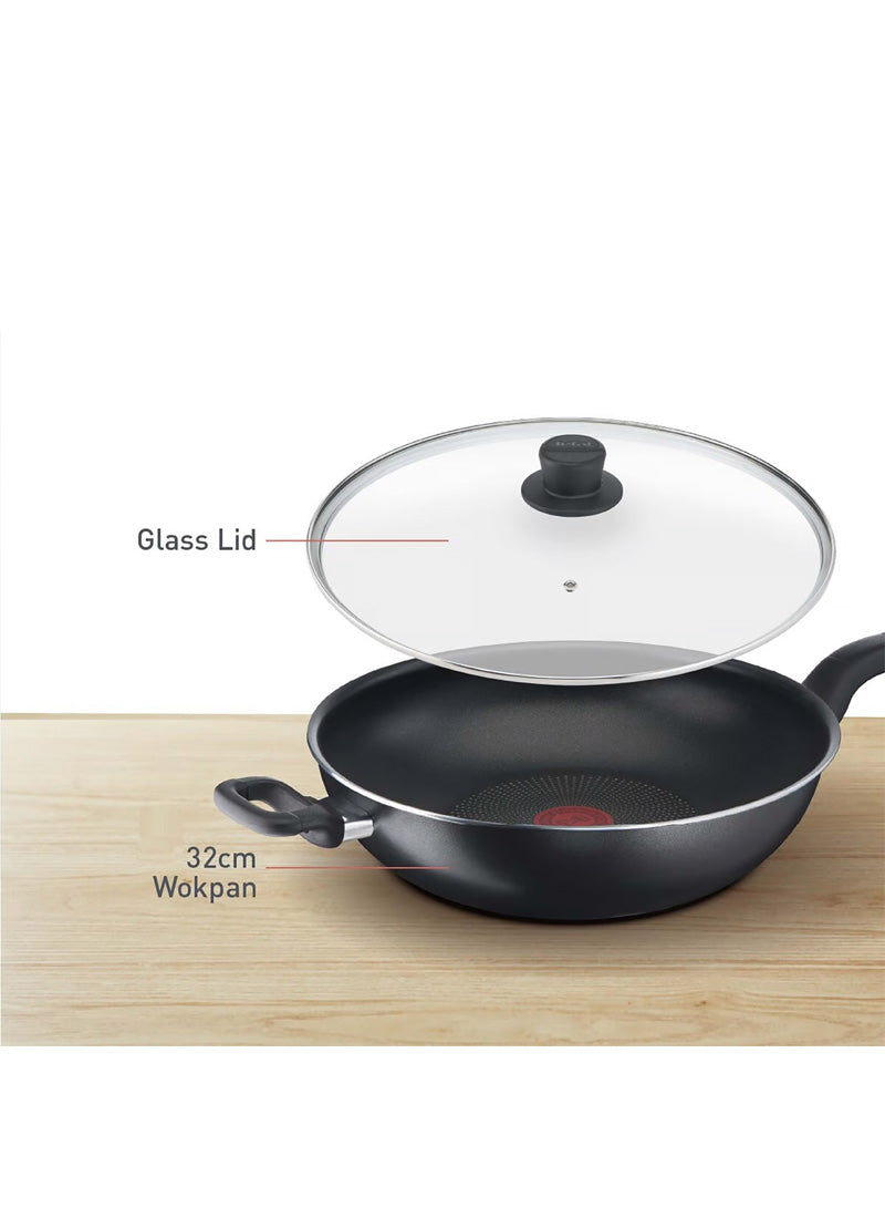 Tefal Cook Easy Black Wokpan 36+ Glass Lid