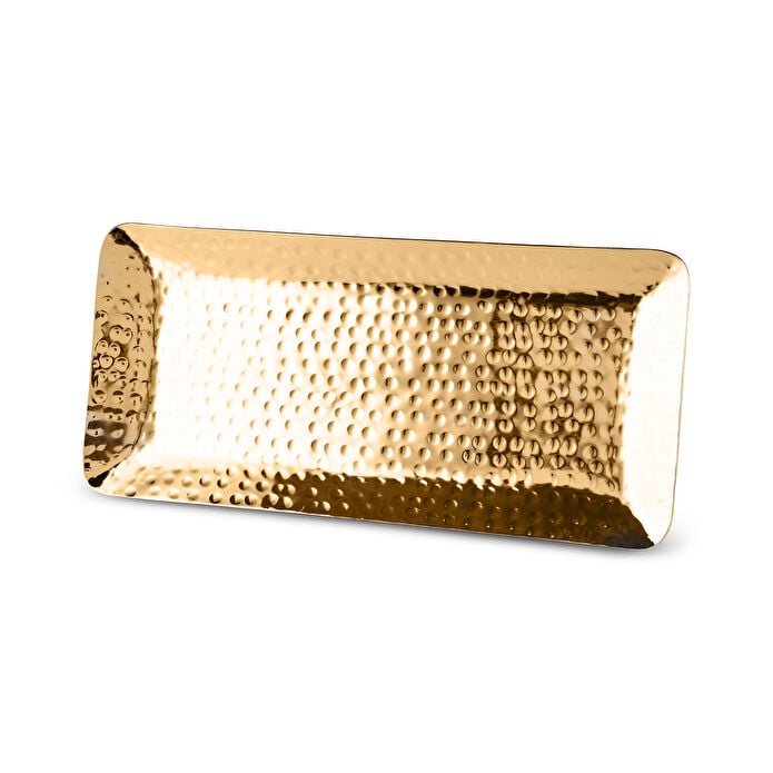 Karaca Home Loren Decorative Tray 33x15cm Gold Stainless Steel Festive