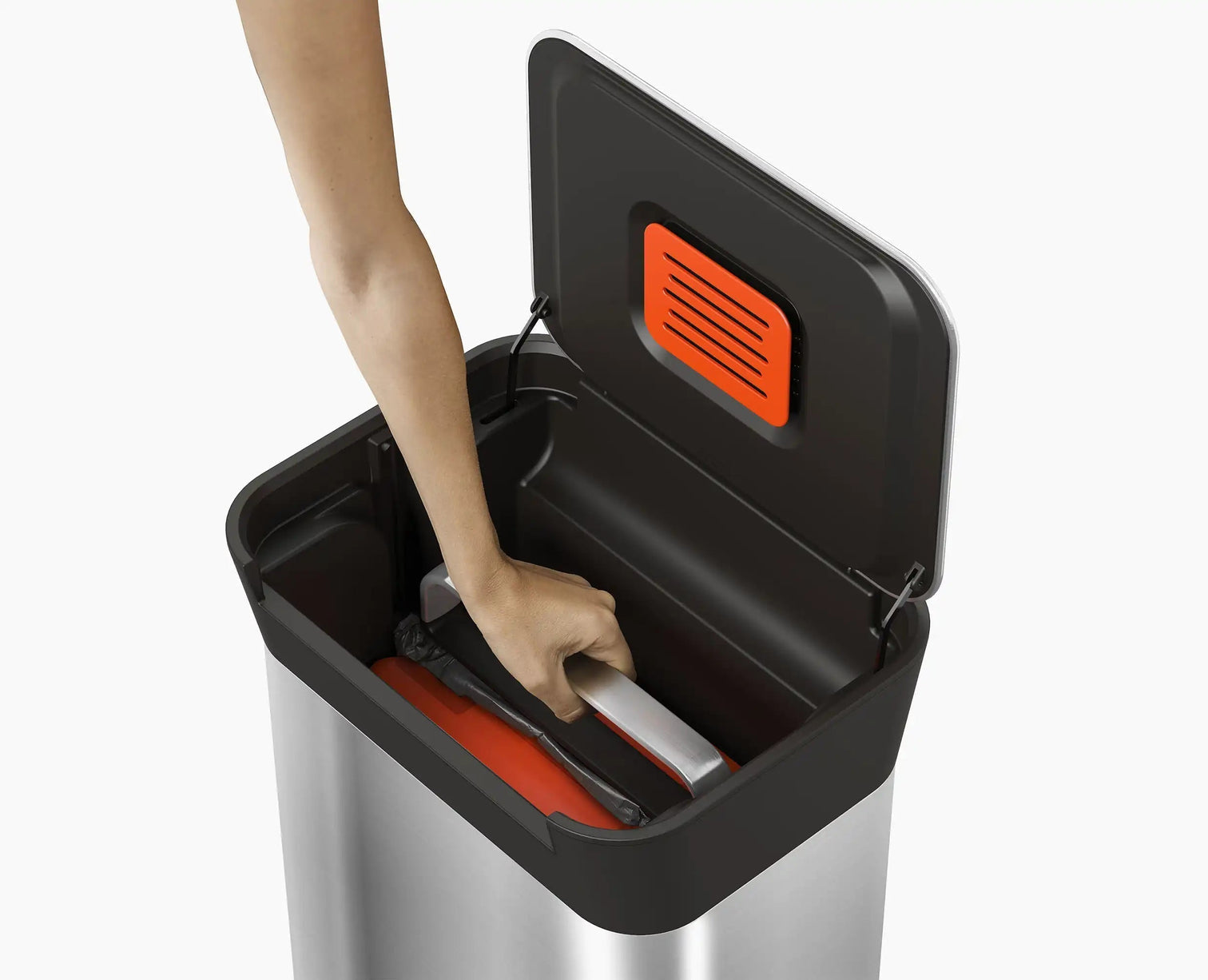 Joseph Joseph Titan 30L Stainless Steel Trash Can Compactor Odor Filter Bin