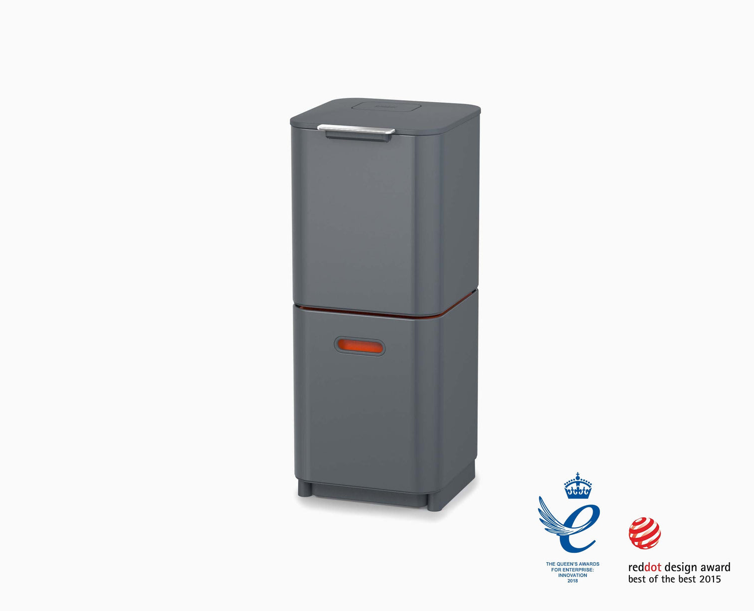 Joseph Joseph Totem Compact 40L Waste Recycling Vertical Trash Bin Graphite