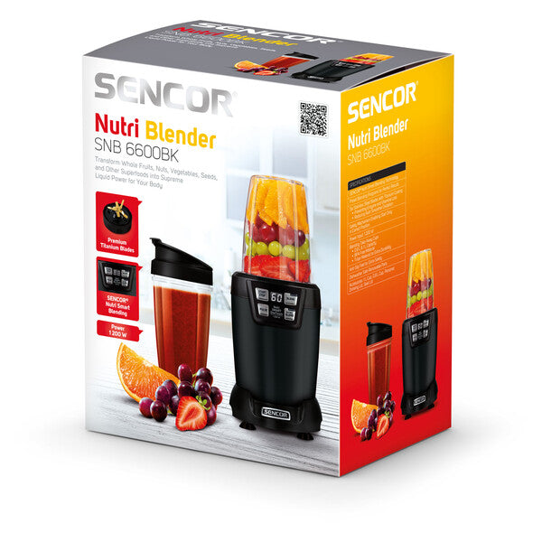 Sencor Nutri Blender 1000w Titanium Blades 1L & 0.8L Tritan Bottles Black